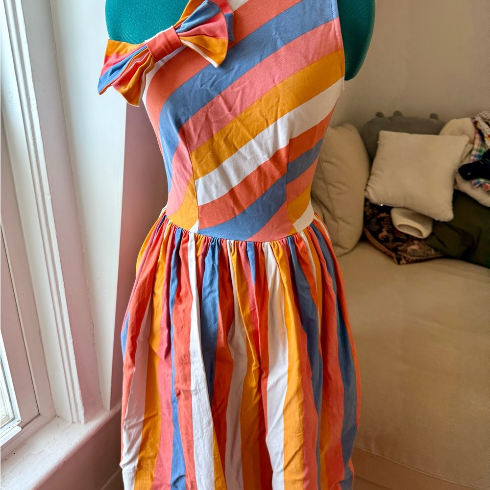 Bettie Page Fit and Flare Striped Dress